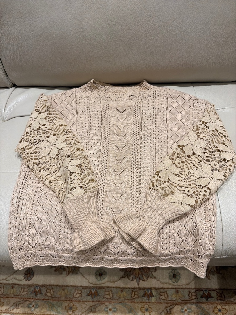 Gorgeous tan crochet sweater